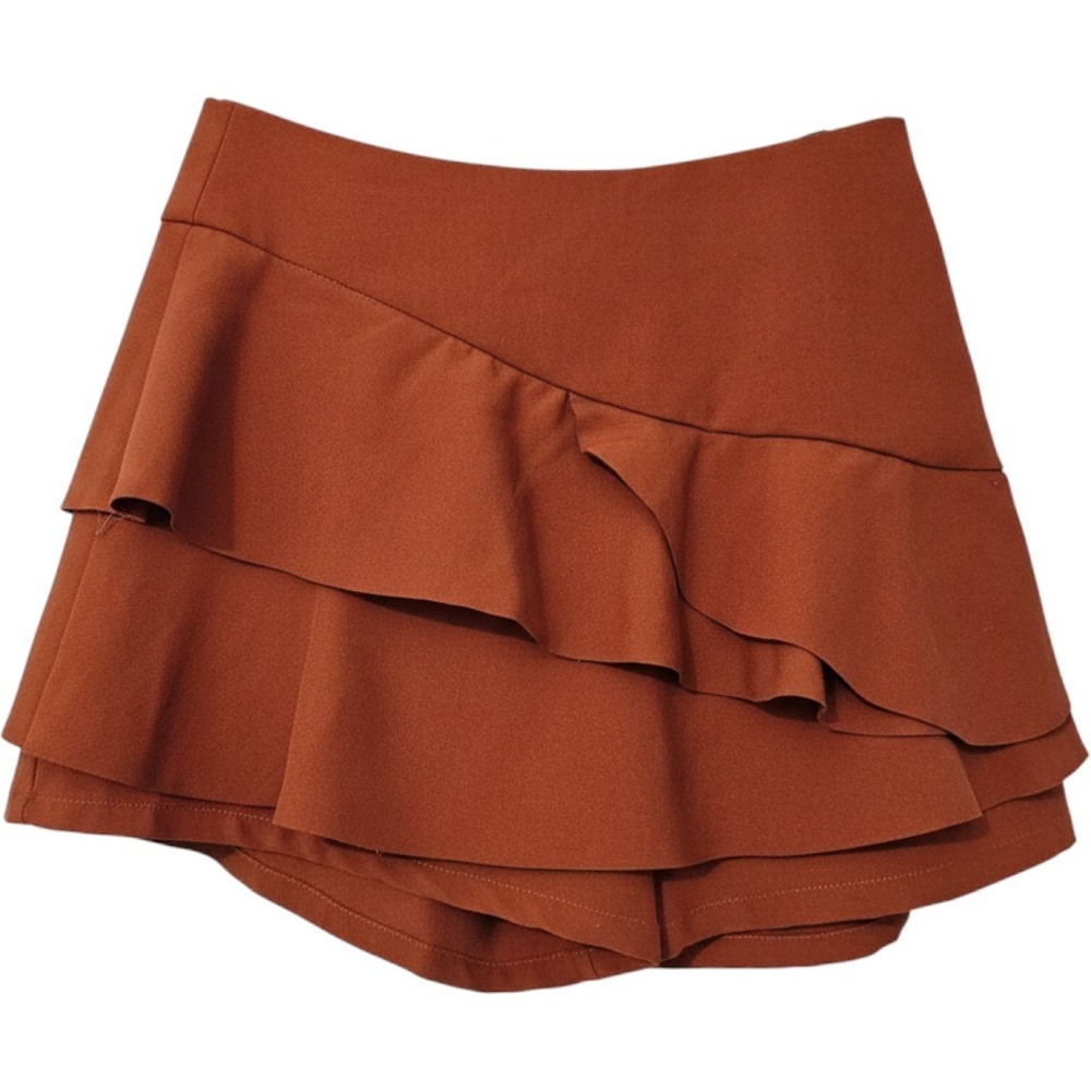 DO+BE Rust Orange Tiered Ruffle Skort Mini Skirt Shorts Womens Small Boho Sporty